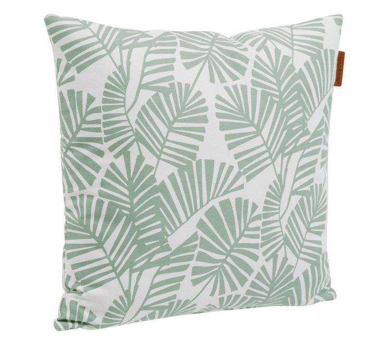 Coussin Déco D'extérieur "fylie" Palmier et Vert De Gris 40x40cm En Polyester