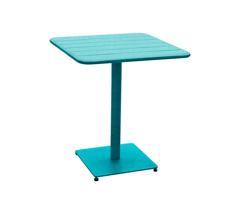 Table De Jardin Carrée "phuket" Bleu Canard 2 Places En Acier Traité époxy
