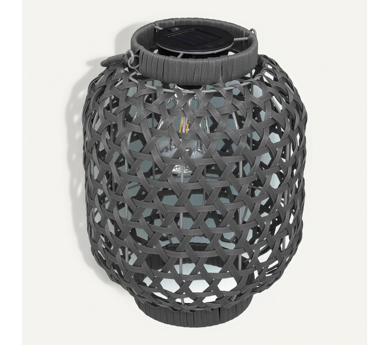 Lampe Solaire En Métal Gris D 23 X H 32 Cm à Poser Ou à Suspendre