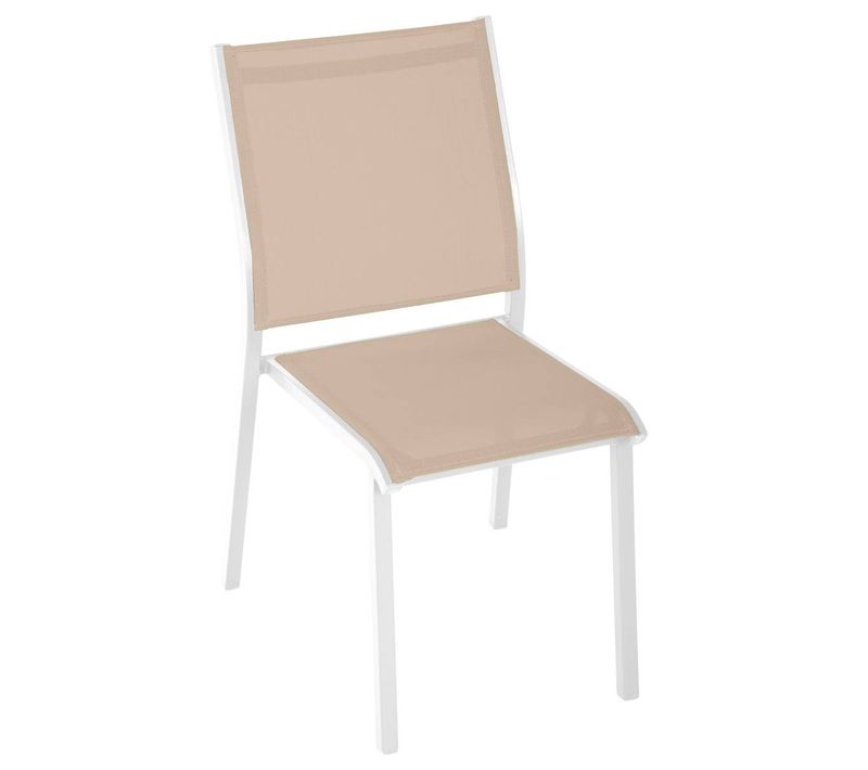 Chaise De Jardin Empilable "essentia" Lin et Blanc En Aluminium Traité époxy