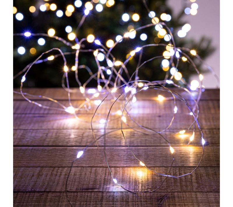 Guirlande Lumineuse Solaire 30 Mètres 300 Microled Blanc Mixte 8 Jeux De Lumière