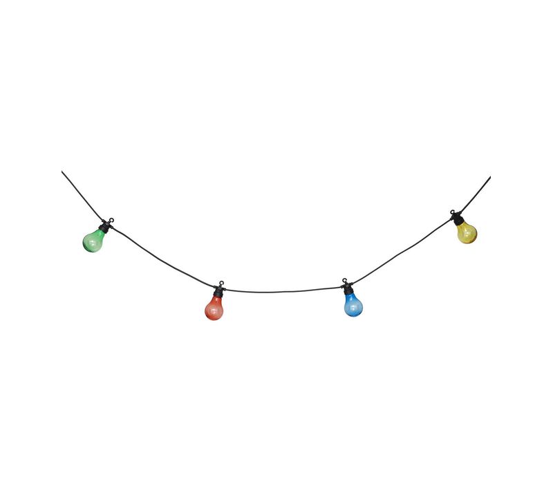 Guirlande Lumineuse Solaire Façon Guinguette 10 Ampoules De Couleurs LED Blanc Chaud Sur 5 Mètres