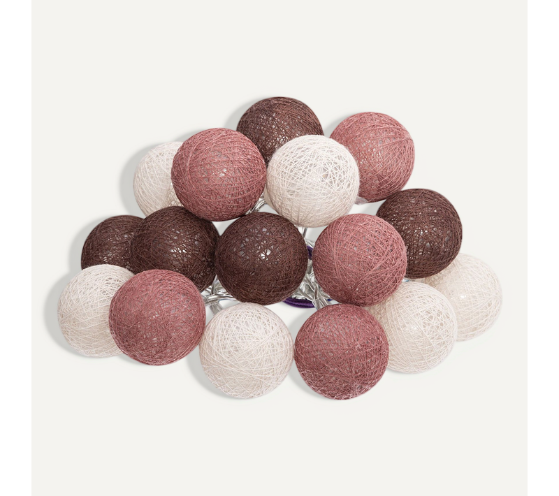 Guirlande Décorative à Piles 16 LED Boules En Coton D 3,5 X L 255 Cm - Multicolore