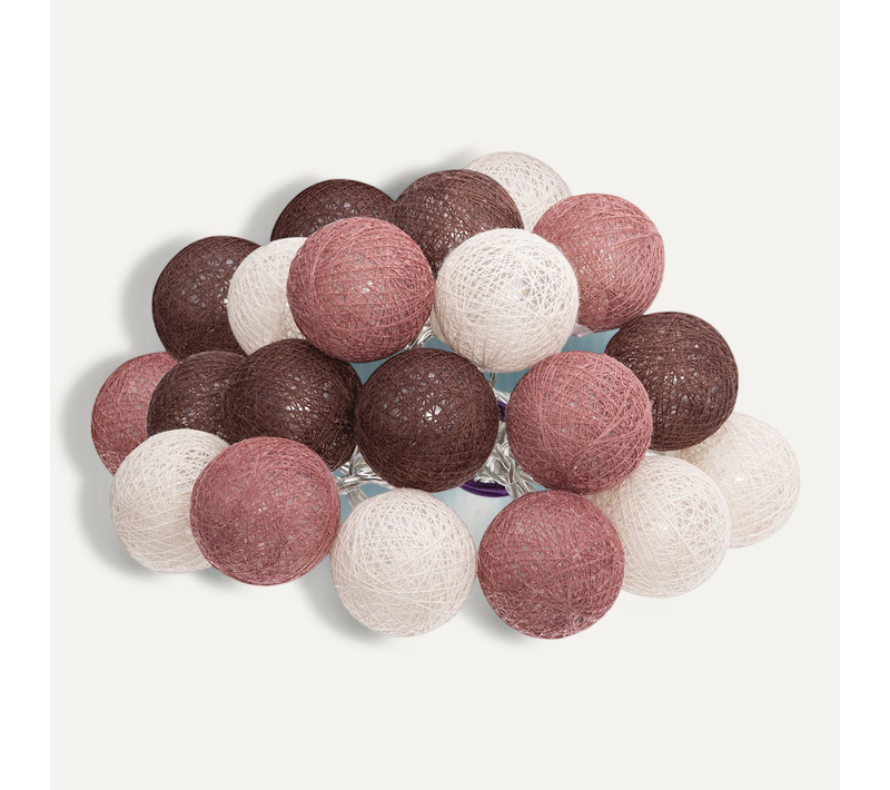 Guirlande Décorative Lumineuse 20 LED Boules En Coton D 6 X L 435 Cm - Multicolore