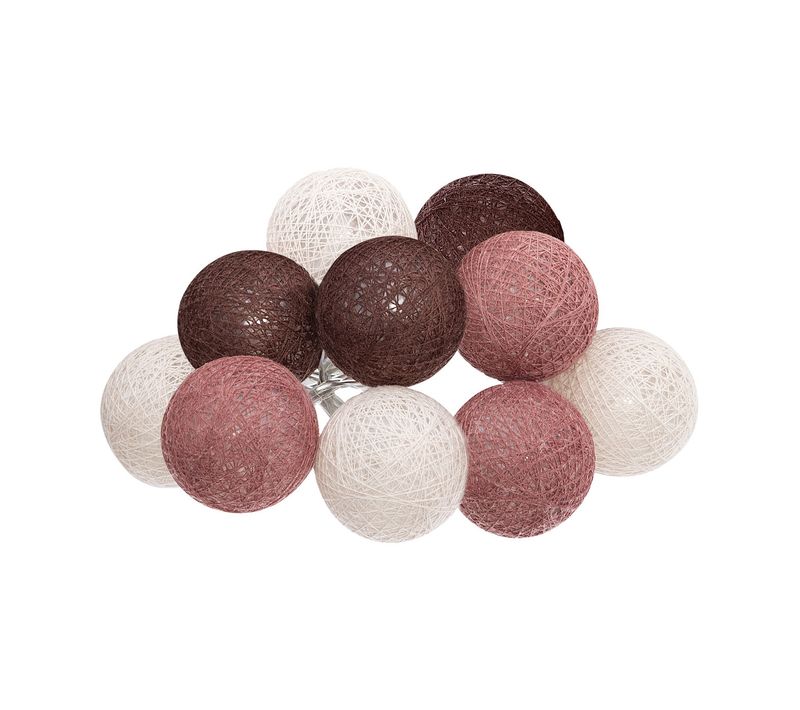 Guirlande Décorative à Piles 10 LED Boules En Coton D 6 X L 165 Cm - Multicolore