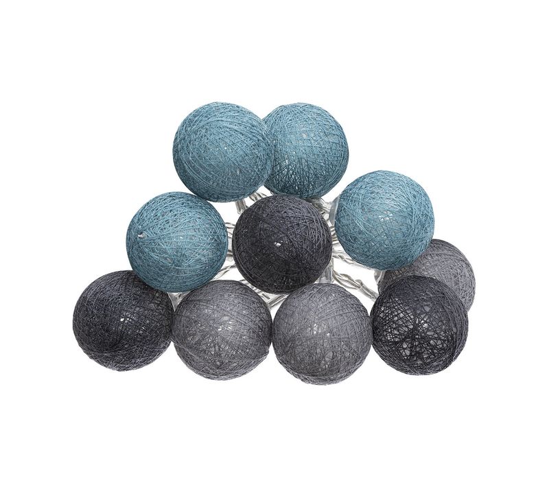 Guirlande Décorative à Piles 10 LED Boules En Coton D 6 X L 165 Cm - Multicolore