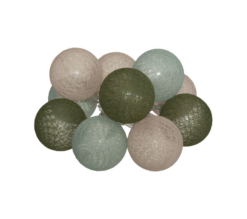 Guirlande Décorative à Piles 10 LED Boules En Coton Multicolore D 6 X L 165 Cm