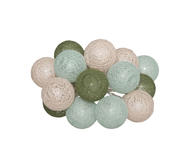 Guirlande Décorative à Piles 16 LED Boules En Coton D 3,5 X L 255 Cm - Multicolore