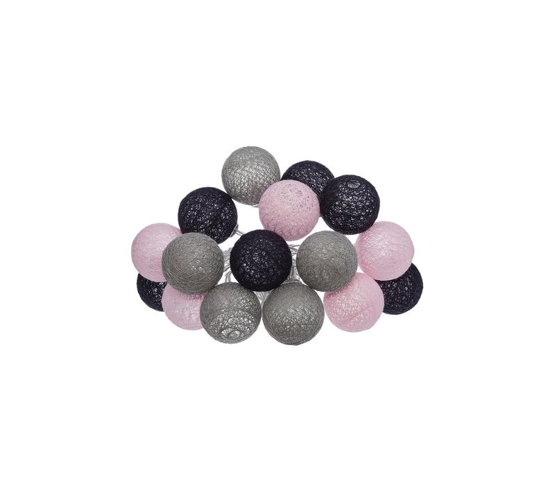 Guirlande Décorative à Piles 16 LED Boules En Coton D 3,5 X L 255 Cm - Multicolore