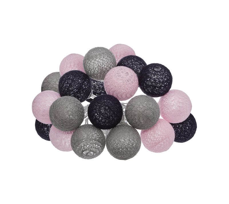 Guirlande Décorative Lumineuse 20 LED Boules En Coton D 6 X L 435 Cm - Multicolore