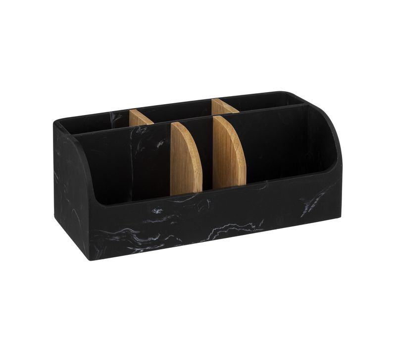Organiseur Rangement Maquillage 6 Compartiments Noir Effet Marbre