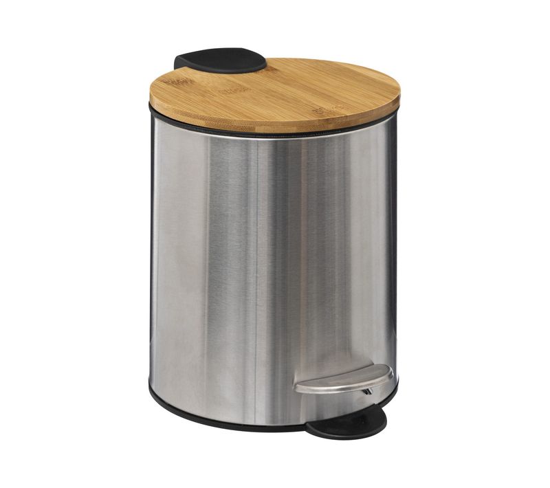 Poubelle De Salle De Bain En Inox Et Bambou Soft Close 3 L