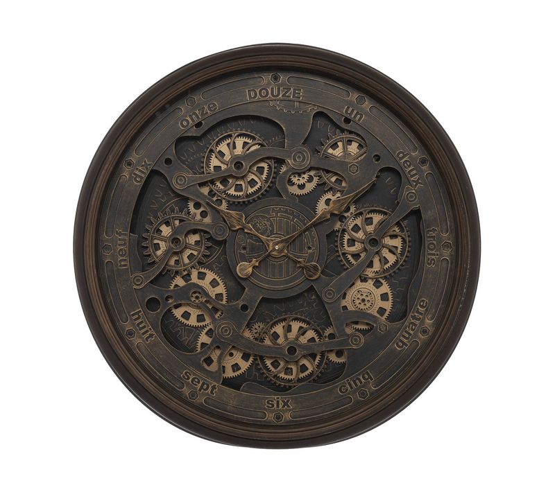 Grande Pendule Murale Rouages Apparents Et Aiguilles à L'ancienne D 76 Cm Rétro et Vintage