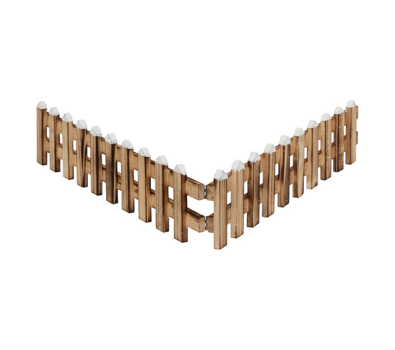 Déco De Noël Clôture En Bois Finition Enneigé L 90 X H 10 Cm