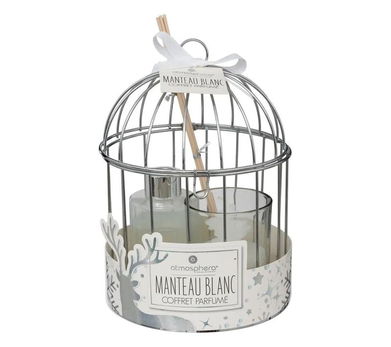 Coffret Bougie et Diffuseur Parfum "lola" 20cm Blanc