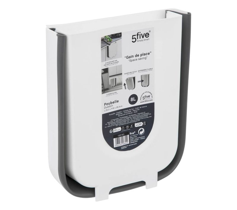 Poubelle Rétractable 8l Noir et Blanc