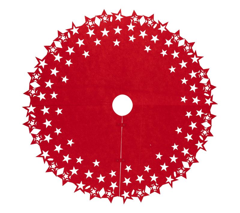 Déco De Noël Tapis Pour Pied De Sapin En Feutrine Rouge Et Blanc D 100 Cm