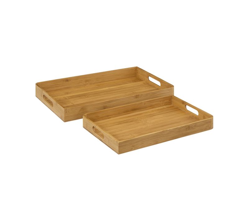 Set De 2 Plateaux De Service En Bambou