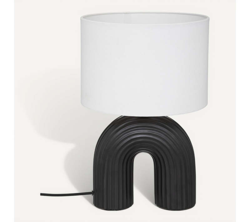 Lampe à Poser En Céramique Noire Et Abat-jour Blanc H 40.5 Cm