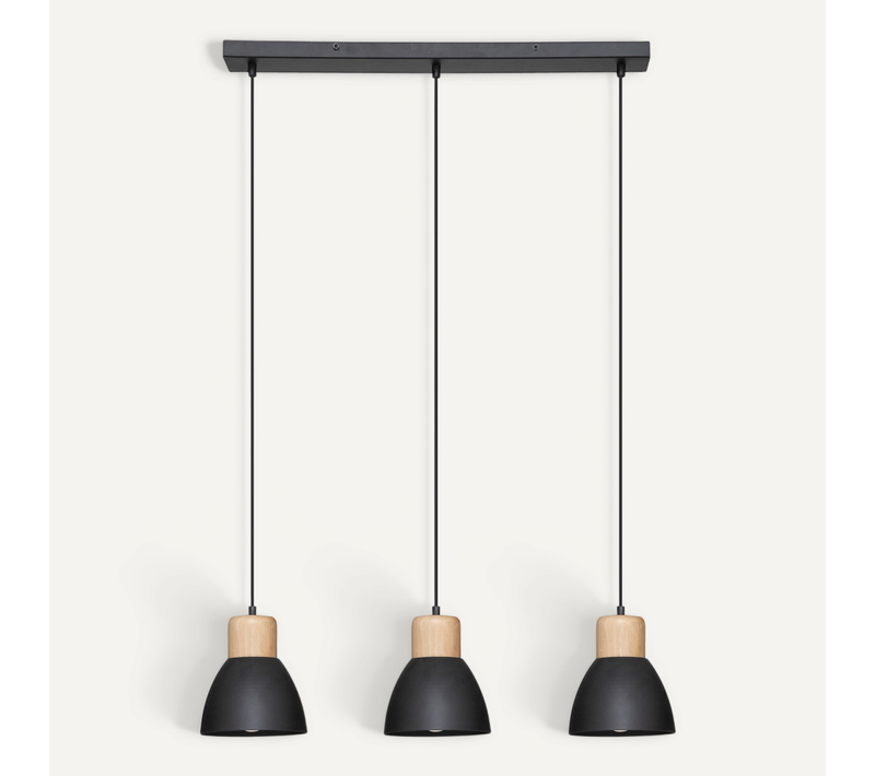Luminaire Suspension 3 Lampes En Métal Noir H 100 Cm