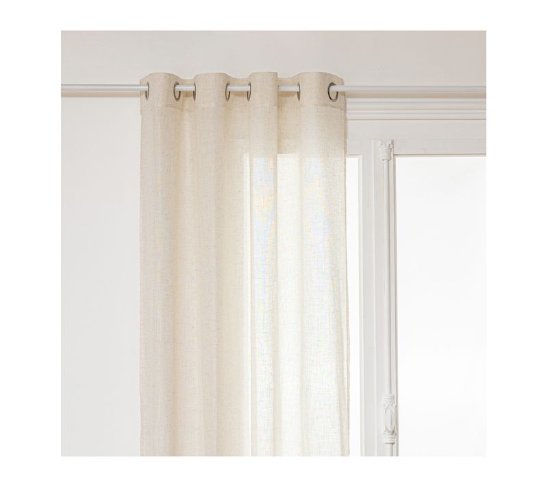 Voilage à Oeillets Beige Aspect Lin 140 X 240 Cm