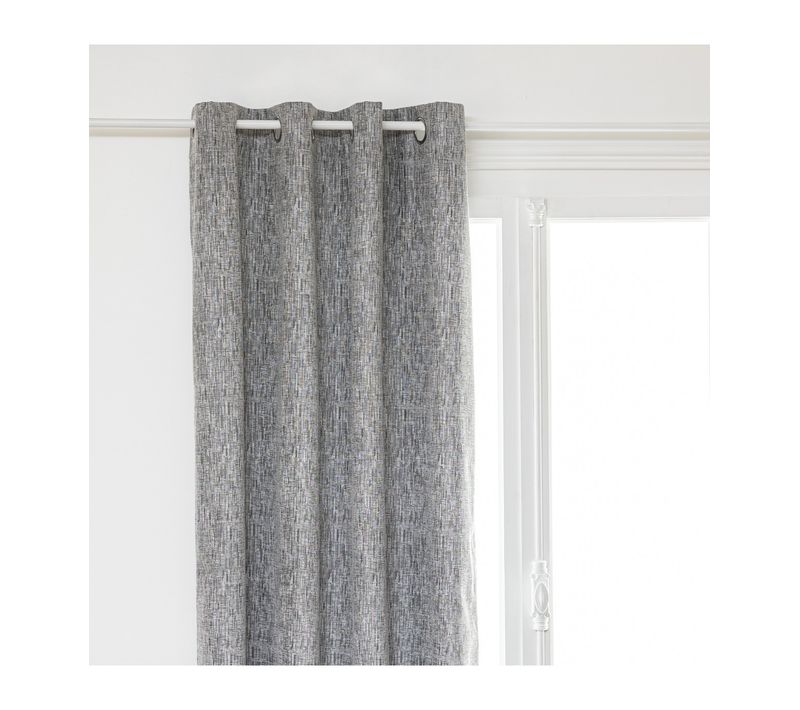 Rideau à Oeillets Occultant Jacquard Gris Foncé 140 X 260 Cm