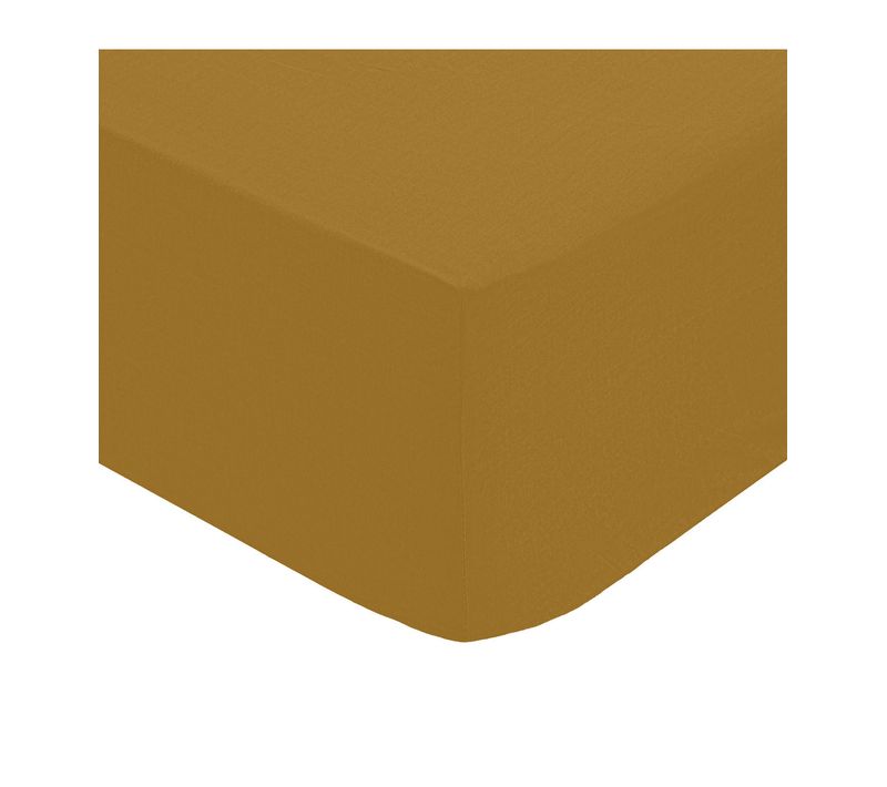 Drap Housse 2 Personnes En Percale De Coton Marron Mordoré 180 X 200 Cm