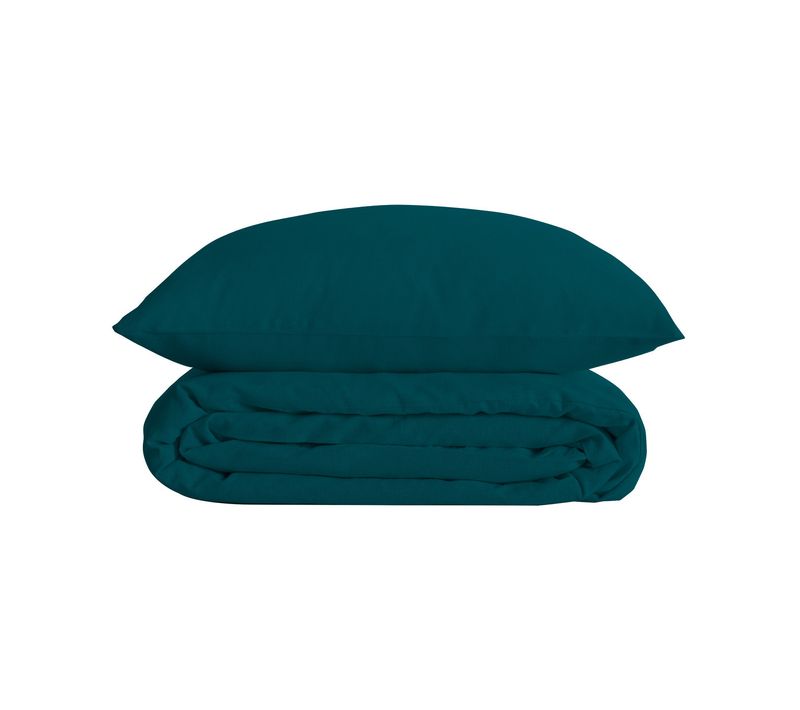 Parure De Lit 2 Personnes En Percale De Coton Bleu Egéen 260 X 240 Cm Housse De Couette Avec 2 Taies