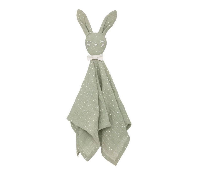Doudou Carré Enfant "lapin" - Coton - Vert - 46 - 5x50 Cm