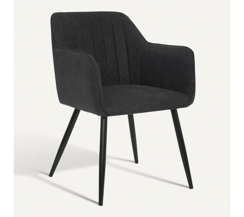 Chaise Fauteuil De Table Avec Accoudoirs Noir Et Pieds En Métal