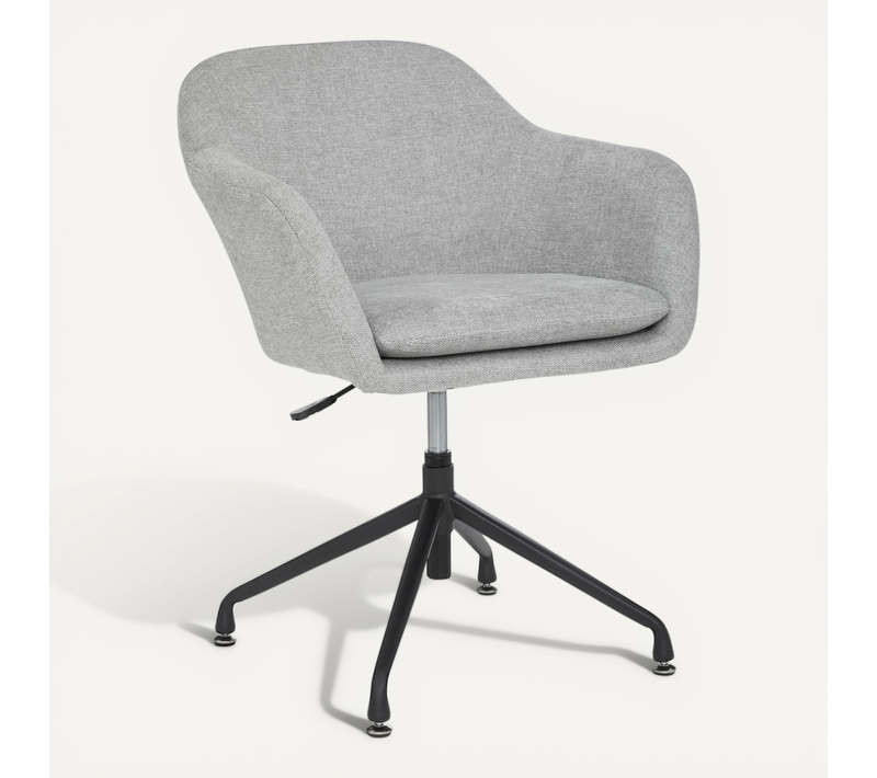 Fauteuil De Bureau Pivotant Tissu Gris Et Pieds En Métal