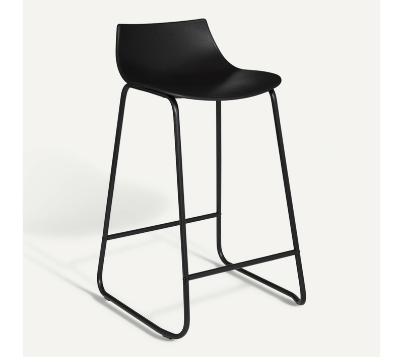Tabouret De Bar Noir Pieds En Métal H 82 Cm