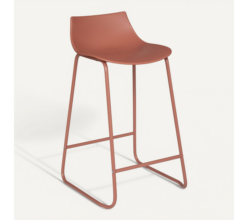 Tabouret De Bar Terracotta Pieds En Métal H 82 Cm