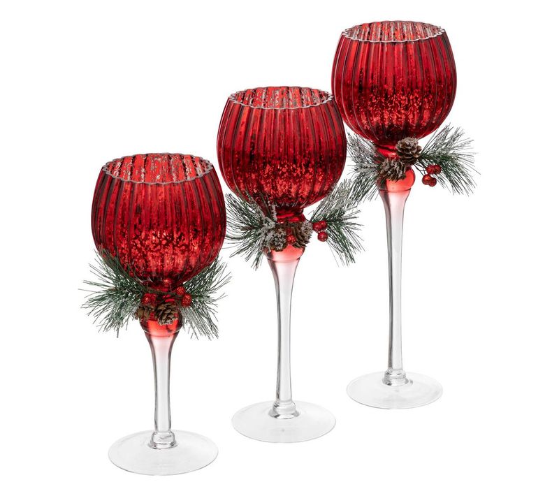 Lot De 3 Photophores Sur Pied Avec Branches 40cm