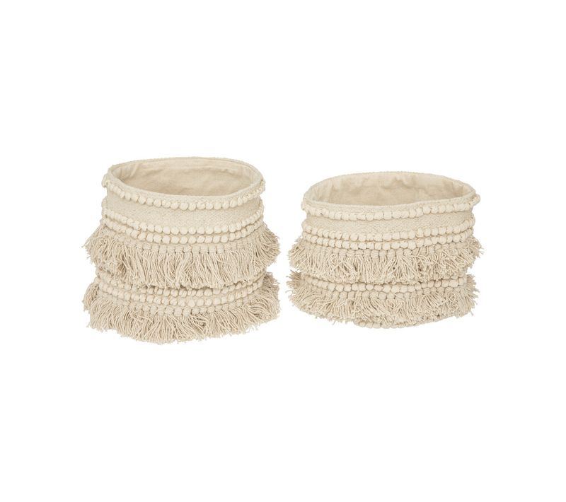 Set De 2 Paniers De Rangement En Coton Recyclé Avec Franges
