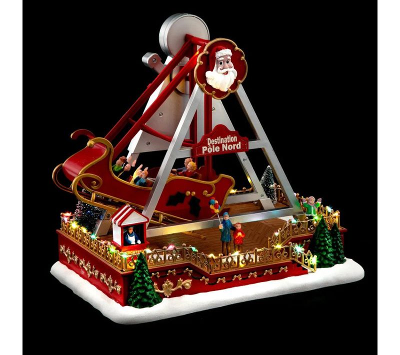 Village De Noël Traineau Du Père Noël Animé