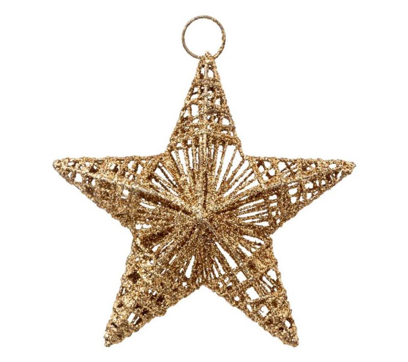 Sujet De Noël Étoile "lignes" 15cm Cuivre