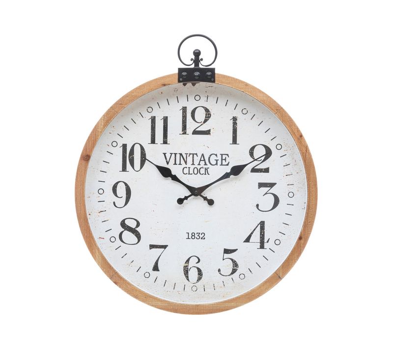 Pendule Murale Forme Gousset Esprit Vintage D 57 Cm
