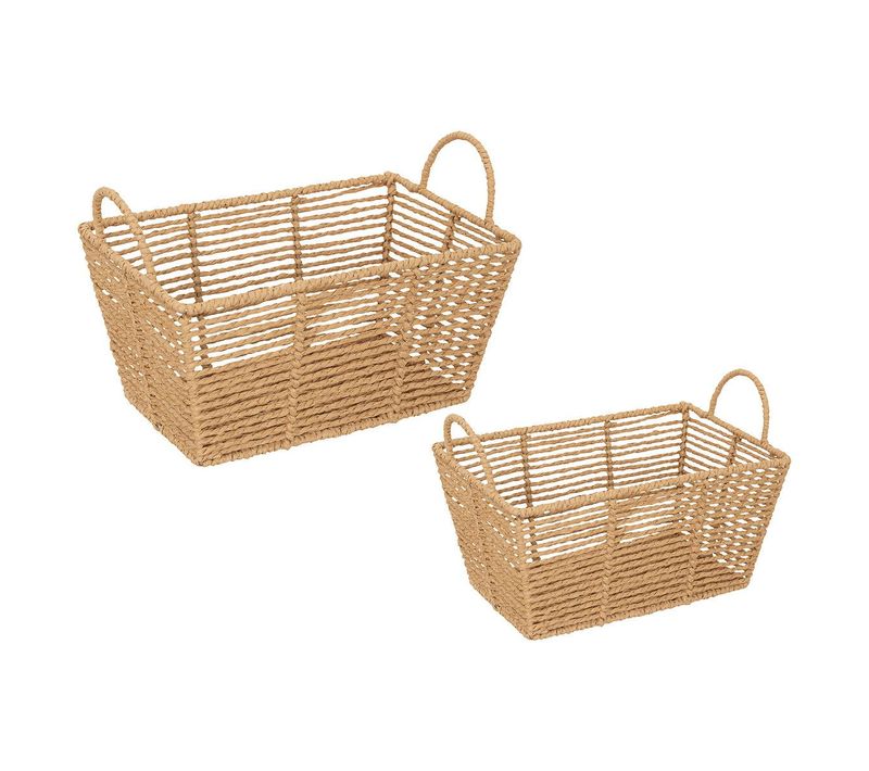 Lot De 2 Caisses De Rangement Beige L 35 Et L 30 Cm