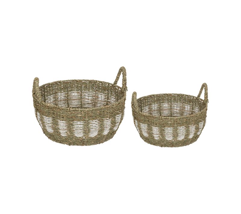 Lot De 2 Grands Paniers De Rangement Bicolore D 50 Et D 40 Cm