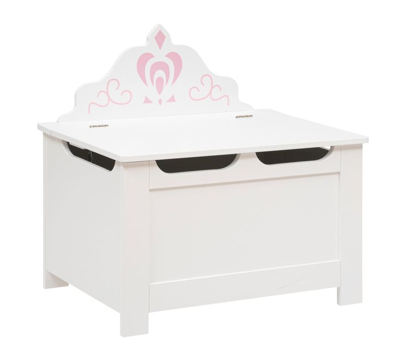 Coffre De Rangement En Bois Coffre à Jouets Blanc Et Rose