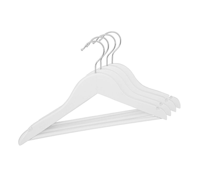 Lot De 4 Cintres En Bois L32cm Blanc