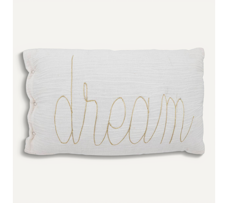 Coussin Rectangulaire "lili" En Gaze De Coton 50x30cm Blanc