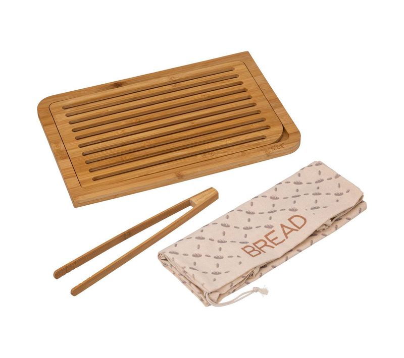 Planche à Découper Pain Avec Accessoires Bambou 40x27cm