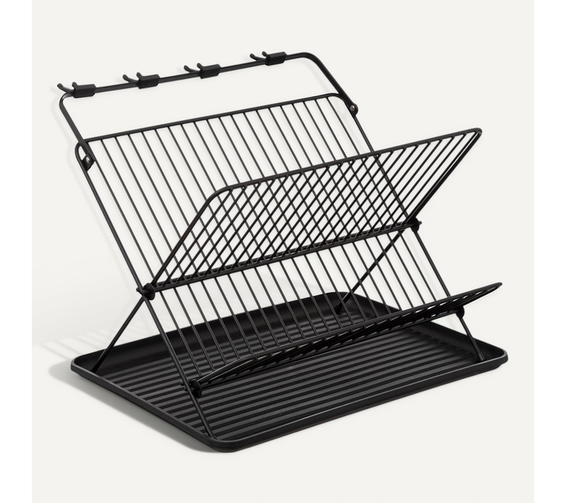 égouttoir Pliant 2 Niveaux Avec Plateau Noir