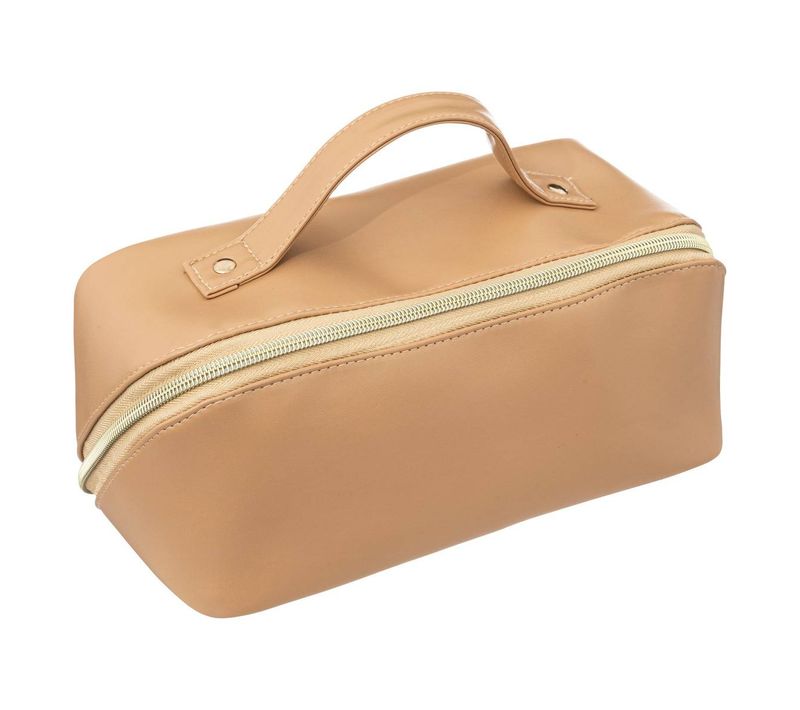 Trousse De Toilette Effet Cuir Beige