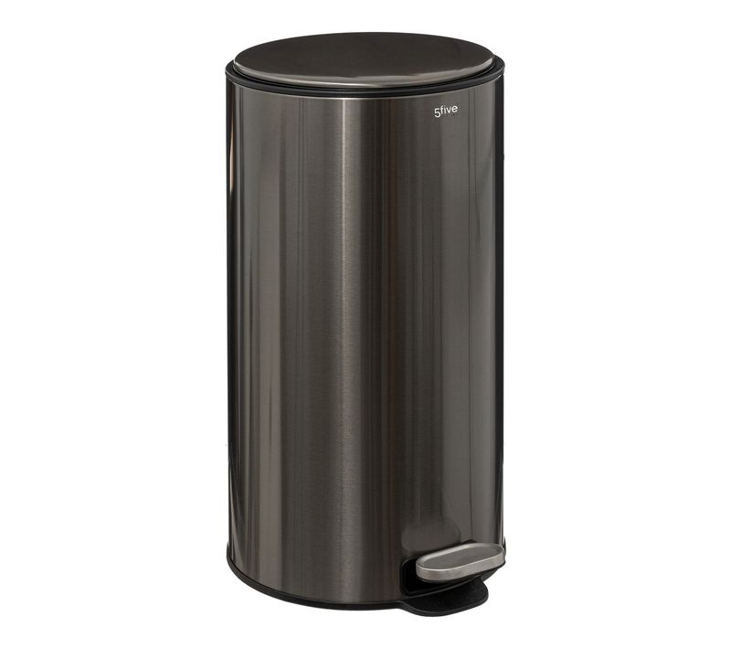 Poubelle Ronde 30 Litres En Métal Inox Noir