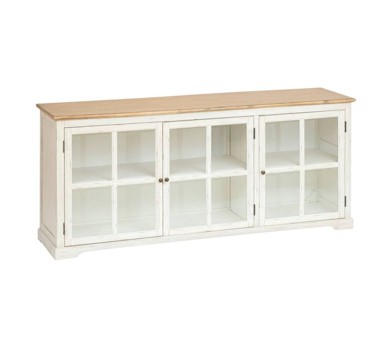 Buffet 3 Portes En Verre "olbia" 180x80cm Blanc