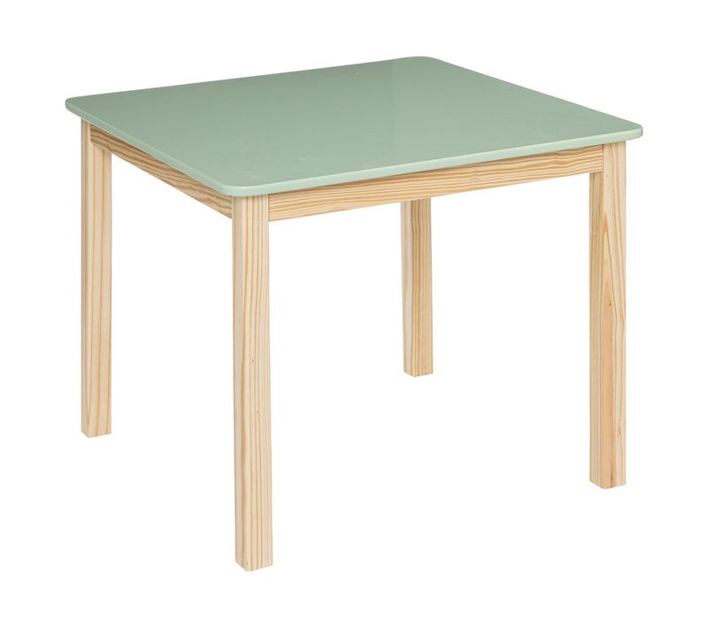 Table Carrée Pour Enfant En Bois Vert Et Naturel H 54.5 Cm