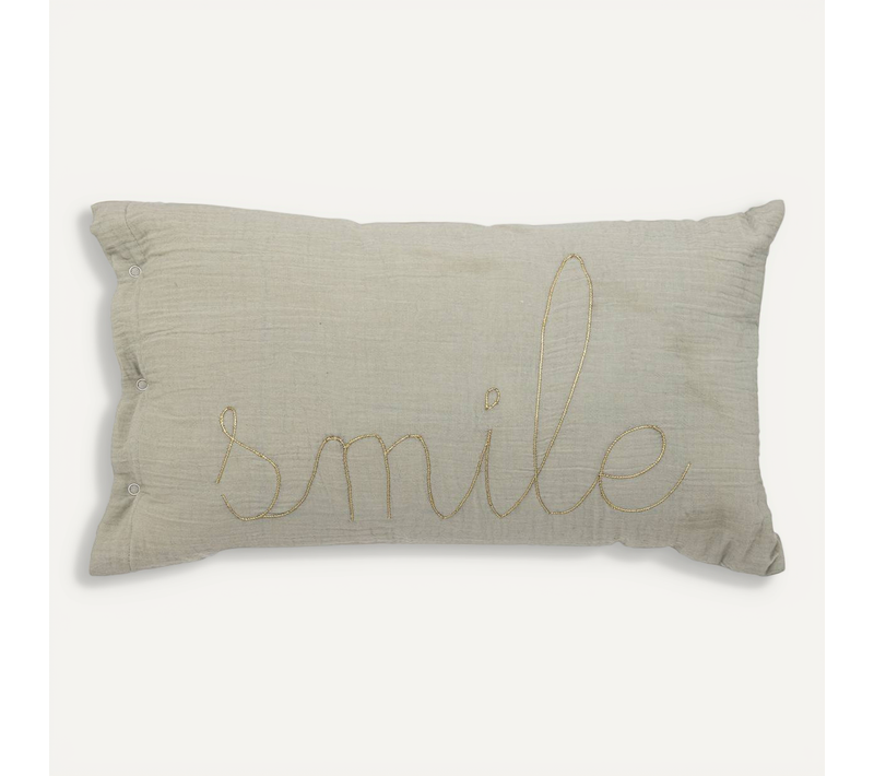 Coussin Rectangulaire "lili" En Gaze De Coton 50x30cm Vert